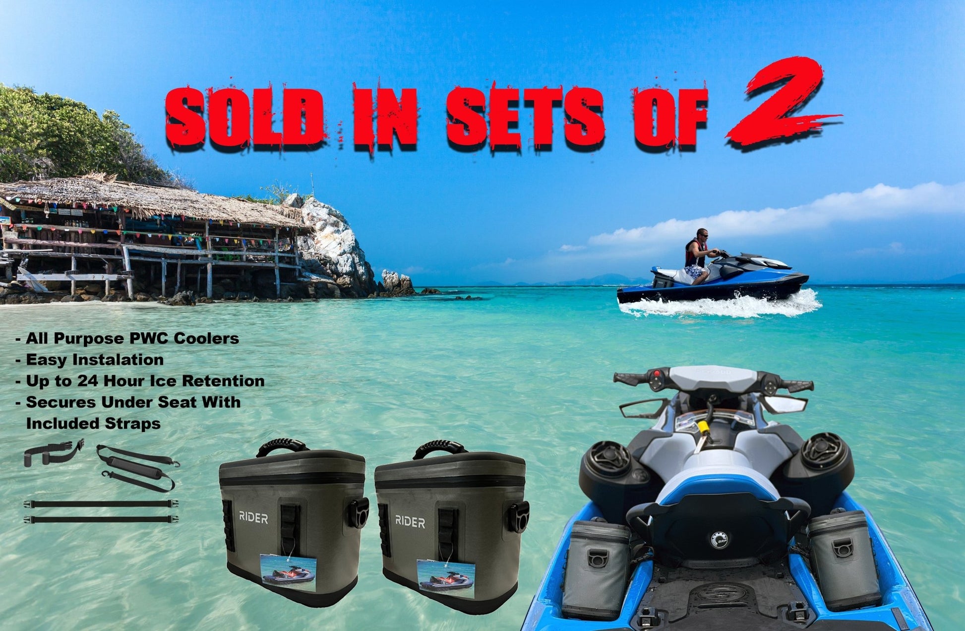 PWC RIDER COOLERS JET SKI COOLERS SET OF 2 - jetwerx